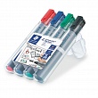 Набор маркеров Staedtler Lumocolor, для флипчарта, 2 мм, 4 цвета, пластиковый пенал
