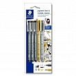 Набор ручек капиллярных Staedtler Pigment liner, 3 штуки (0.1, 0.2, 0.3-2.0 мм), пластиковый пенал
