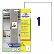 Этикетки универсальные суперклейкие Avery Zweckform, бумажные, I-J+L+K+CL, 210 х 297 мм, 20 штук